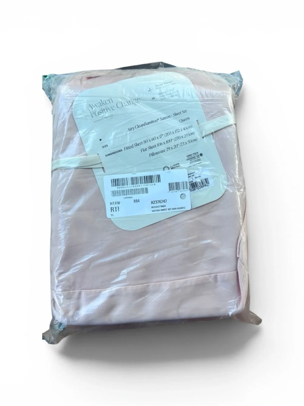 Ettitude Luxe Bamboo Sateen+ Sheet Set Queen Quartz New